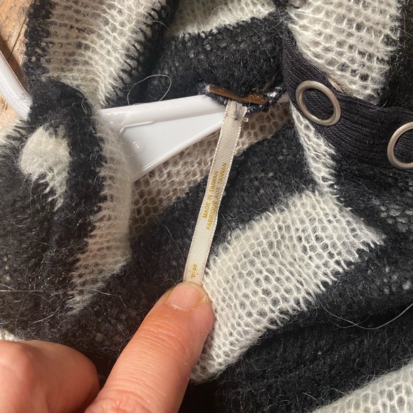 FREE PEOPLE Black & Cream Striped Sleeveless Turtleneck Sweater Dress | Size S - Picture 7 of 7